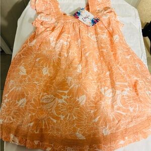 NWT Etta Vee Toddler Girls Orange Floral Dress Size 3T-Vibrant Summer Boho